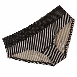 Victoria’s Secret Stretch Cotton Black & White Stripe Low-Rise Hiphugger Panty L